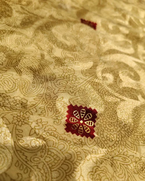 Cream Color Zari Work Crepe Silk Saree