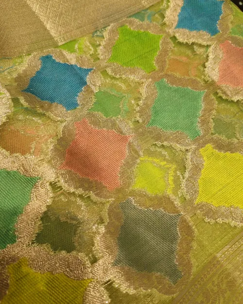 Light Green Zari Work Tissue Silk Saree