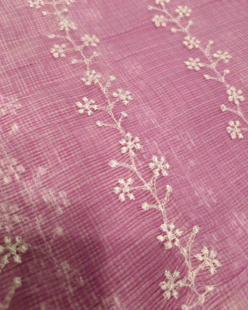 Pink Embroidery Work Kota Cotton Saree