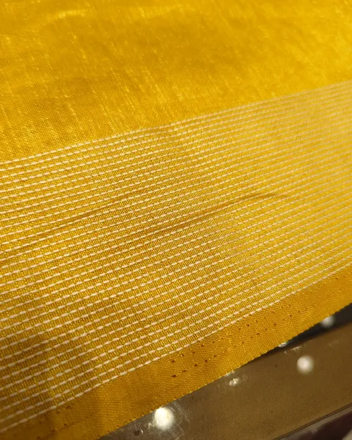 Yellow Colour Stone Work Cotton Silk Saree