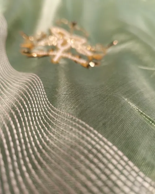 Light Green Stone Work Cotton Silk Saree