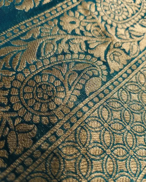Teel Blue Zari Work Georgette Saree