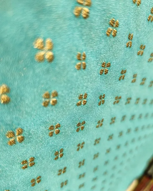 Ice Blue Color Zari Work Dola Silk Saree