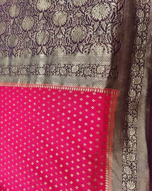 Rani Color Zari Work Dola Silk Saree