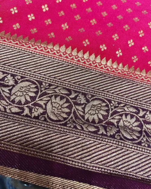 Rani Color Zari Work Dola Silk Saree