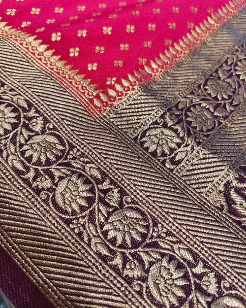 Rani Color Zari Work Dola Silk Saree