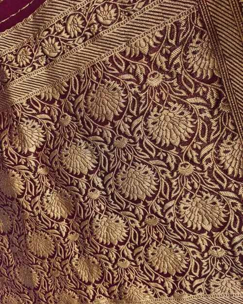 Rani Color Zari Work Dola Silk Saree