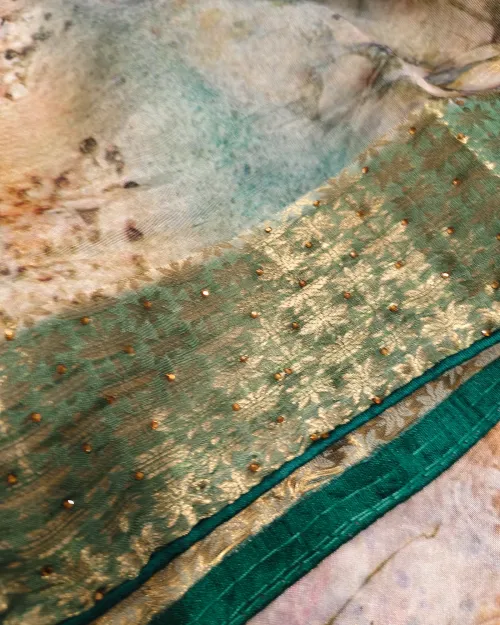 Multi Colour Printed Organza Saree