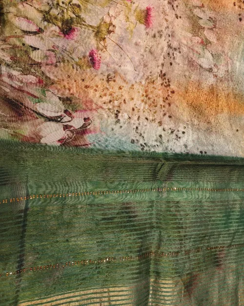 Multi Colour Printed Organza Saree