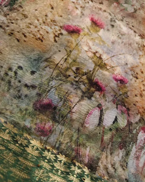 Multi Colour Printed Organza Saree