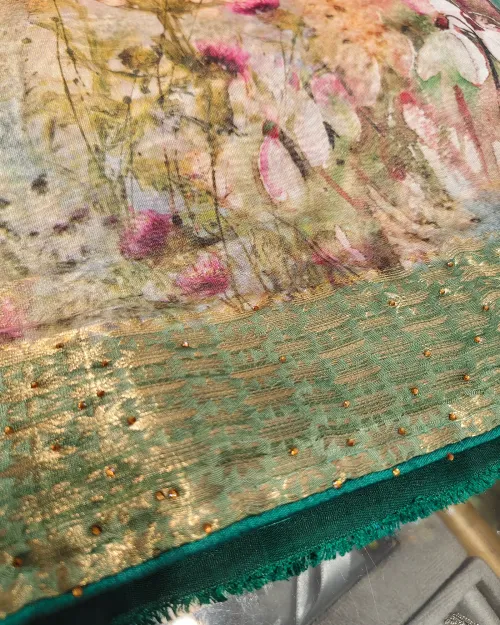 Multi Colour Printed Organza Saree