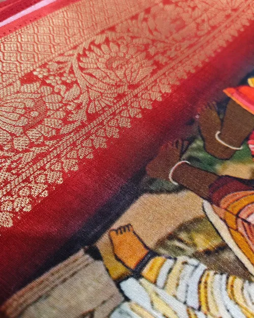 Black Color Printed Crepe Silk Saree