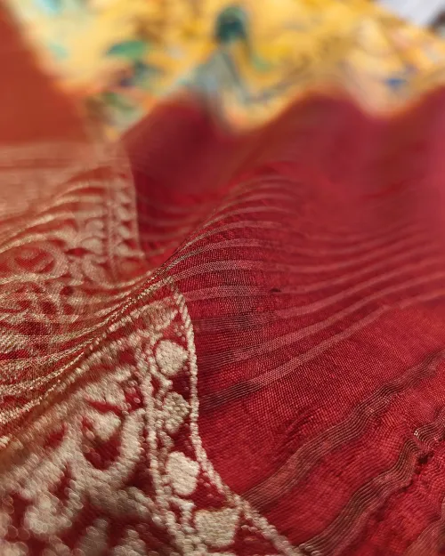 Yellow Color Printed Crepe Silk Saree