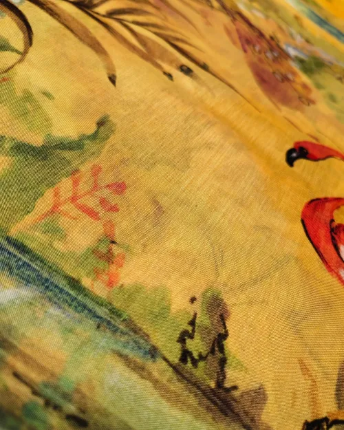 Yellow Color Printed Crepe Silk Saree