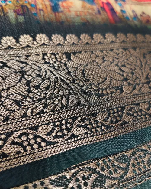 Green Color Printed Crepe Silk Saree
