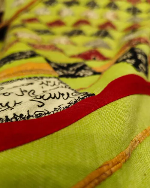 Neon Green PatchWork Mulmul Cotton Saree