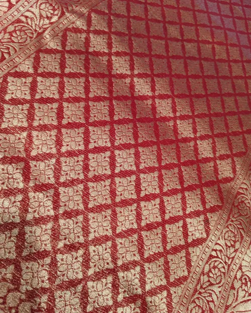 Mustard Color Zari Work Chinon Silk Saree