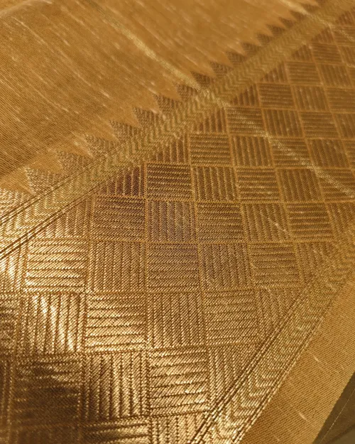 Beige Zari Work Chanderi Silk Saree