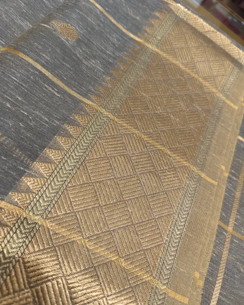 Grey Color  Zari Work Chanderi Silk Saree