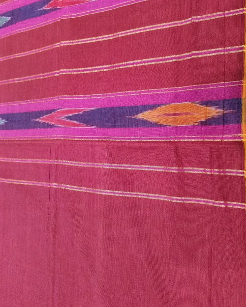 Maroon Color Cotton Border Style Saree