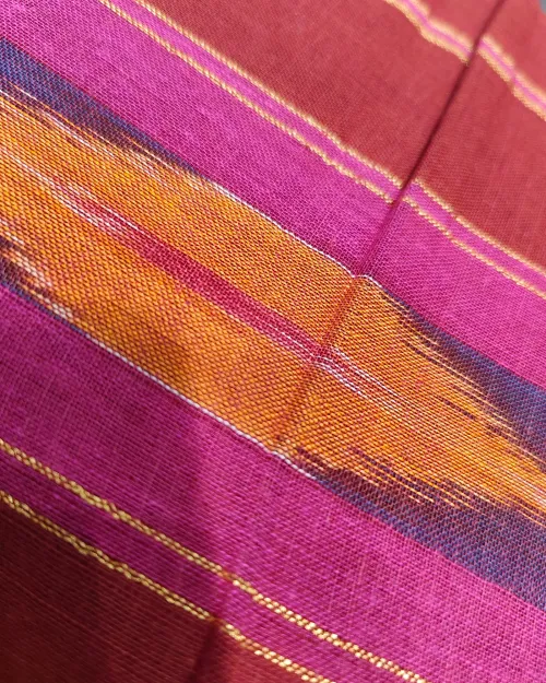 Maroon Color Cotton Border Style Saree