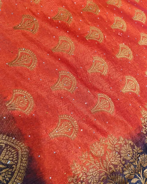 Red Colour Zari Work Silk Saree