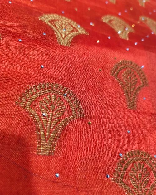 Red Colour Zari Work Silk Saree