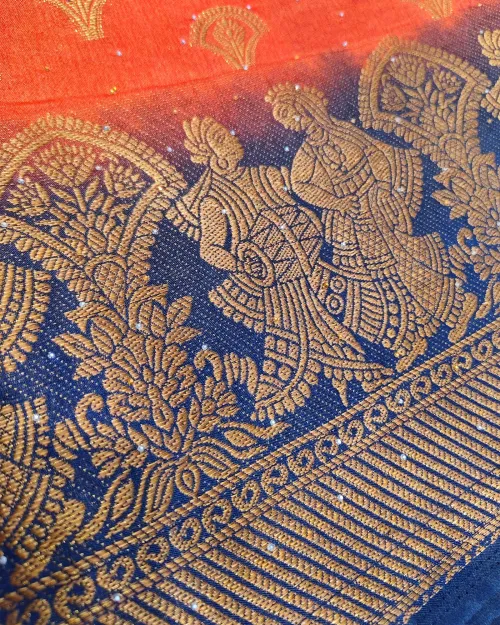 Red Colour Zari Work Silk Saree