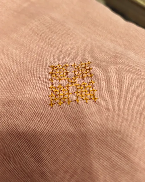 Pink Embroidery Work Cotton Saree