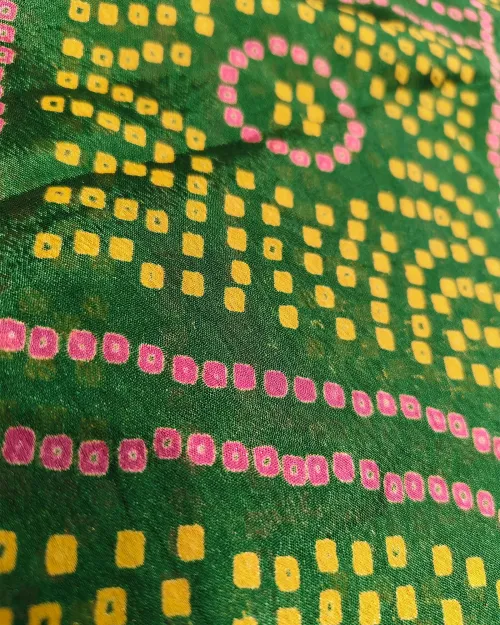 Bottle Green Gota Patti Work Chinon Silk Saree