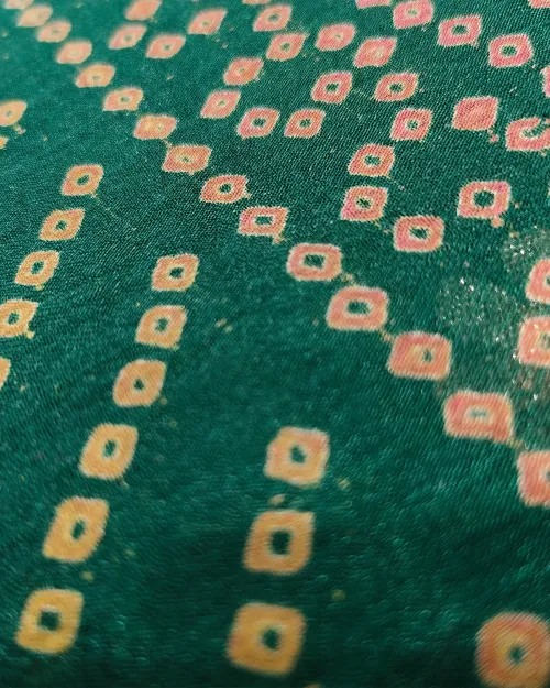 Bottle Green Gota Patti Work Chinon Silk Saree