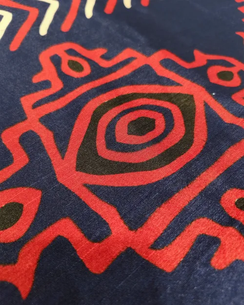 Navy Blue Printed Cotton Saree