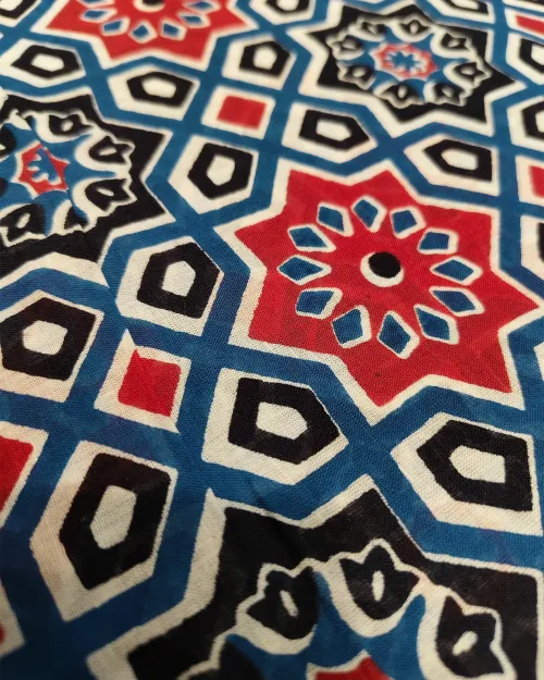 Navy Blue Casual Wear Printed Cotton Saree