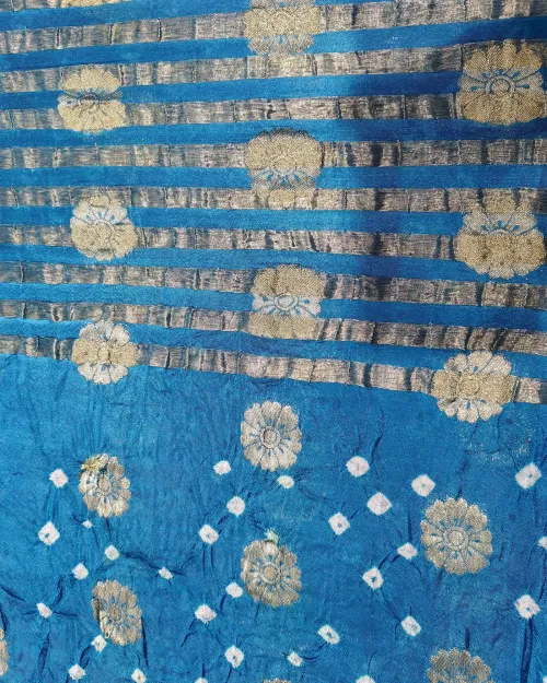 Firozi Color Zari Work Silk Saree
