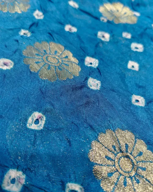 Firozi Color Zari Work Silk Saree