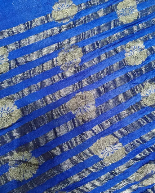 Royal Blue Bandhani Print Zari Work Silk Saree