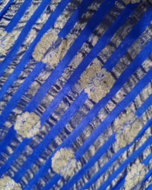 Royal Blue Bandhani Print Zari Work Silk Saree