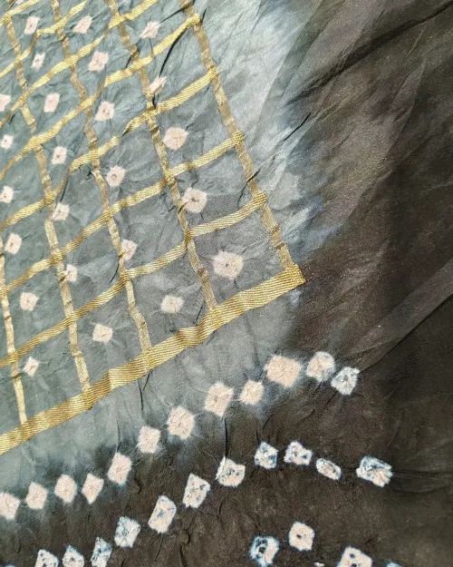 Grey Colour Zari Work Silk Saree