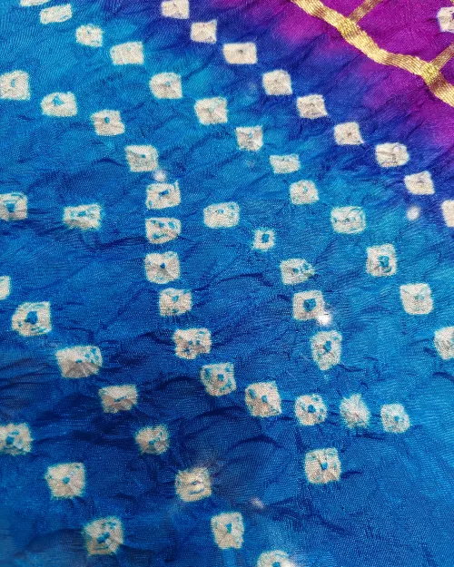 Purple Zari Work Bandhani Print Silk Saree