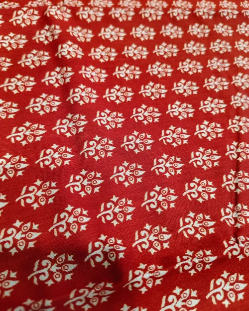 Red Traditional Print Cotton Silk Saree