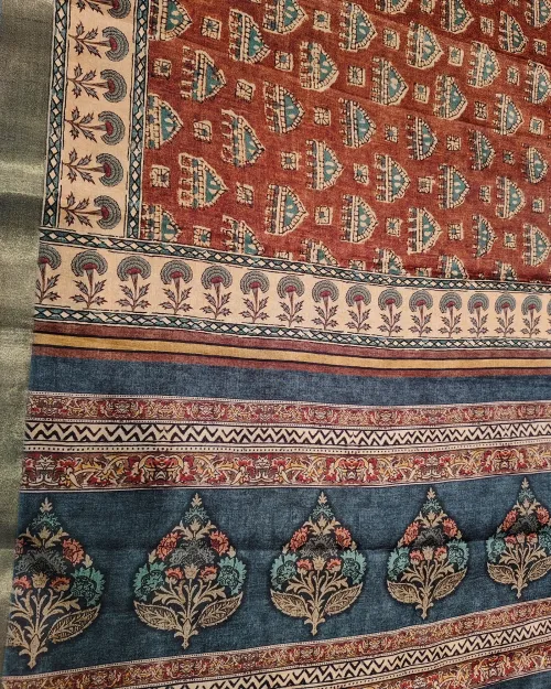 Rust Colour Cotton Silk Saree