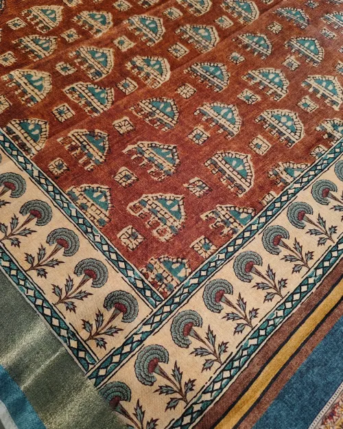 Rust Colour Cotton Silk Saree