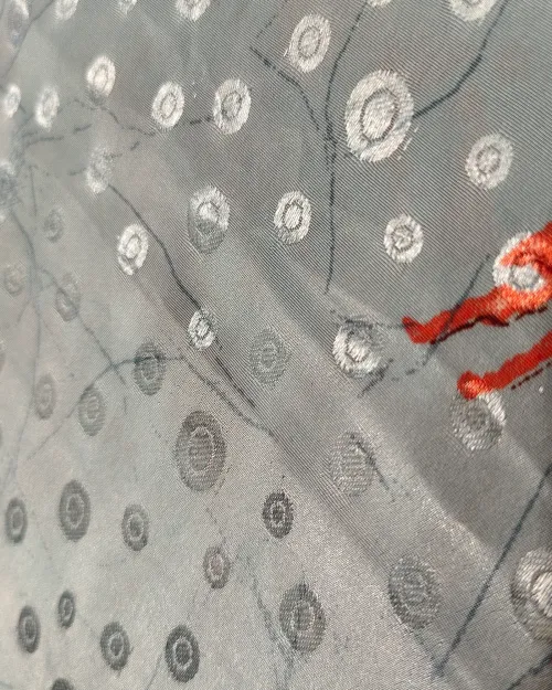 Ice Blue Printed Crepe Silk Saree