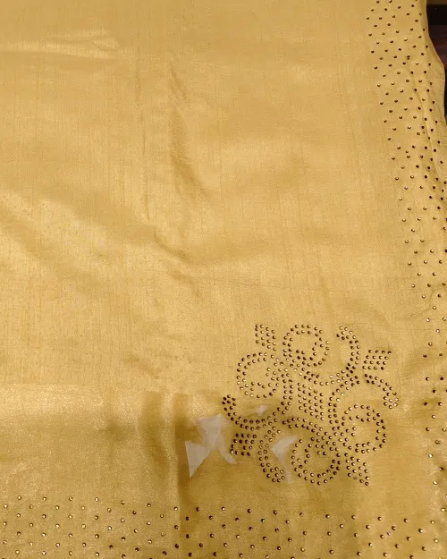 Lemon Light Stone Work Synthetic Saree