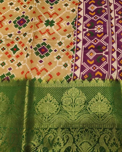 Golden Zari Work Silk Saree