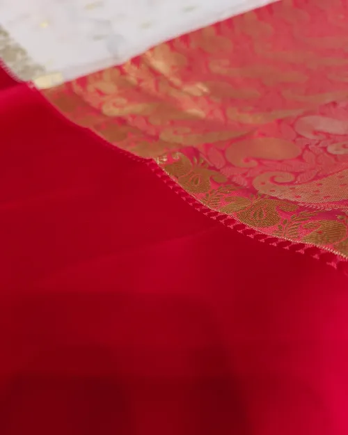 White Colour Bengali Style Silk Saree