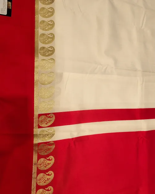 White Bengali Style Silk Saree