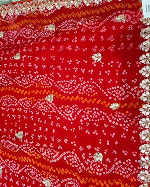 Red Color Stone Work Drape Saree