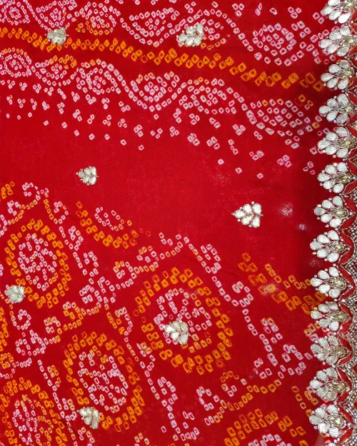 Red Color Stone Work Drape Saree