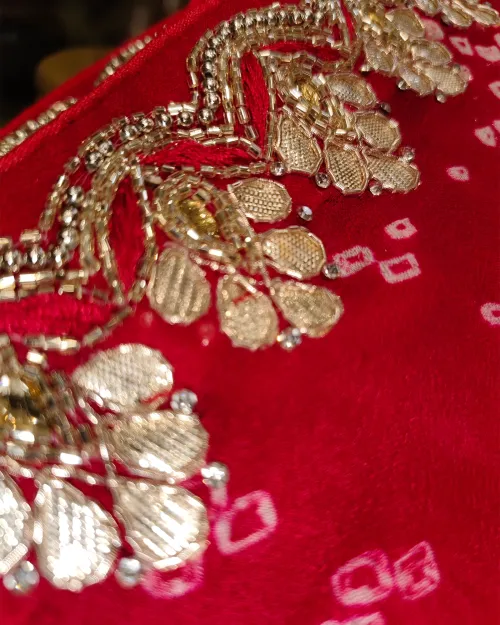 Red Color Stone Work Drape Saree